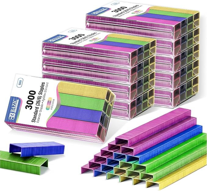 BAZIC Products Standard Staples, Metallic Colors, 3000 Ct, 24-Box | refill by BAZICProducts
