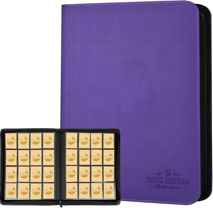 Trading Card Binder 16 Pocket, Foalgo PU Cover Card Binder by Foalgo