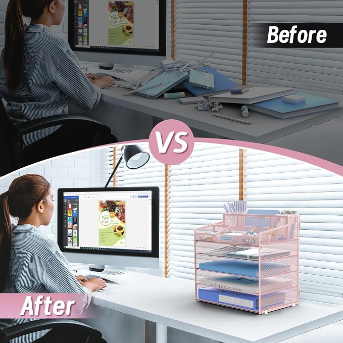 5 Tier Mesh Desk Organizer - Image 3