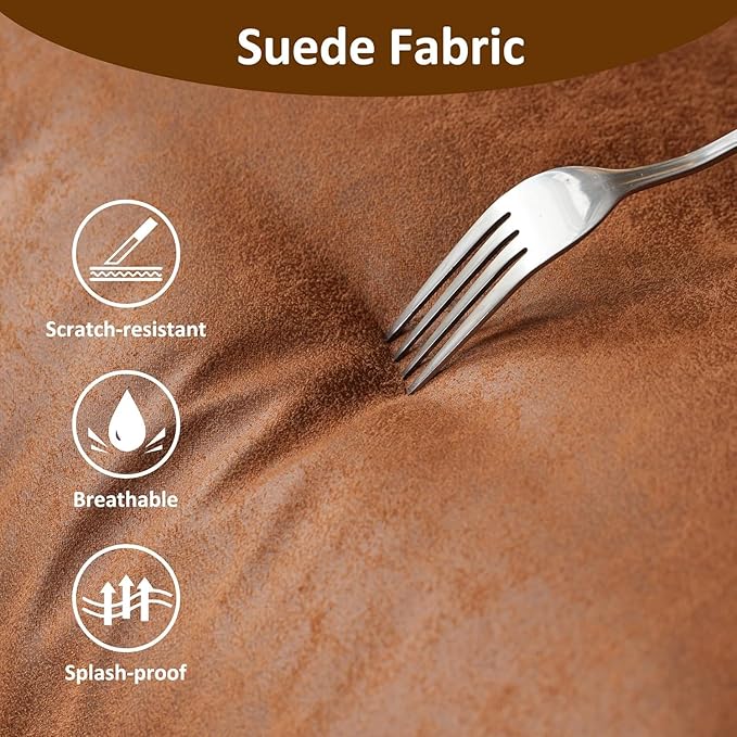 Faux Leather Executive Office Chair - Big and Tall Ergonomic Home Office Chair,Reclining Computer Desk Chairs with Lumbar Support,Adjustable Swivel Rolling PC Chairs with Wheels,Suede,Brown-DeskLoop Office