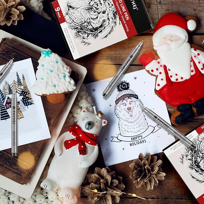 Micro Fineliner Drawing Art Pens: 6 Black Fine Line Ink Set Artist Supplies Archival Inking Markers Liner Professional Sketch Outline Anime Sketching Artist Illustration Watercolor-DeskLoop Office