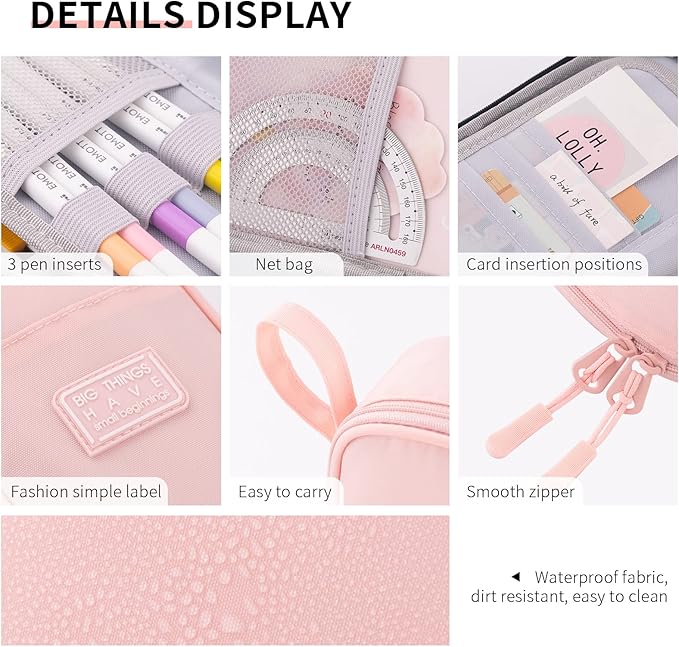 CICIMELON Durable Pencil Case Big Storage Pen Pouch Bag for School Supplies Office College Teen Girls Adults, Pink-DeskLoop Office