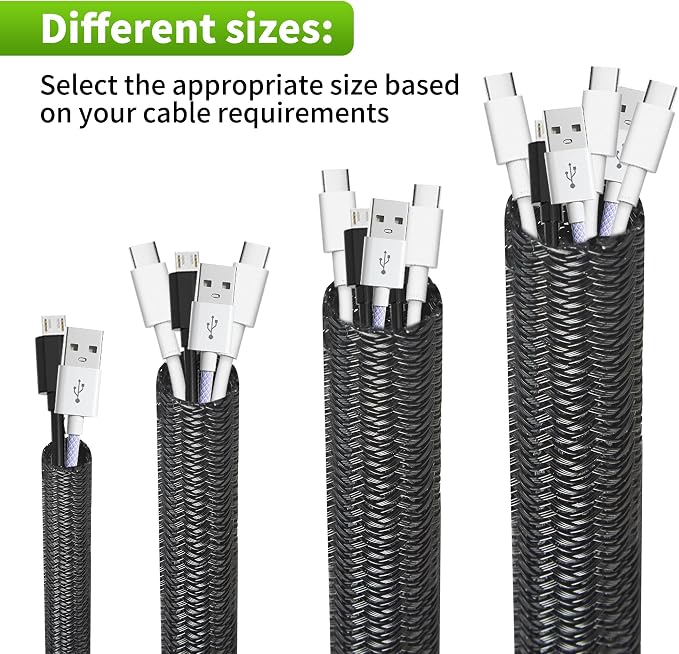Split Wire Loom 1/2 Inch 100ft, Braided Cable Sleeve - Image 5