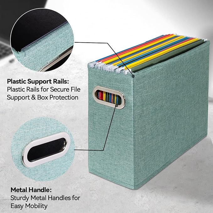 4 Pack Letter Size File Storage Box Collapsible, Fabric Hanging File Folders - Image 4