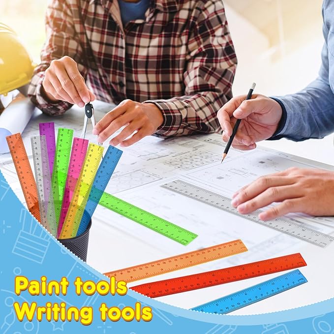 64 Pack Plastic Ruler 12 Inch in Bulk, Plastic Rulers in Assorted Colors - Image 5