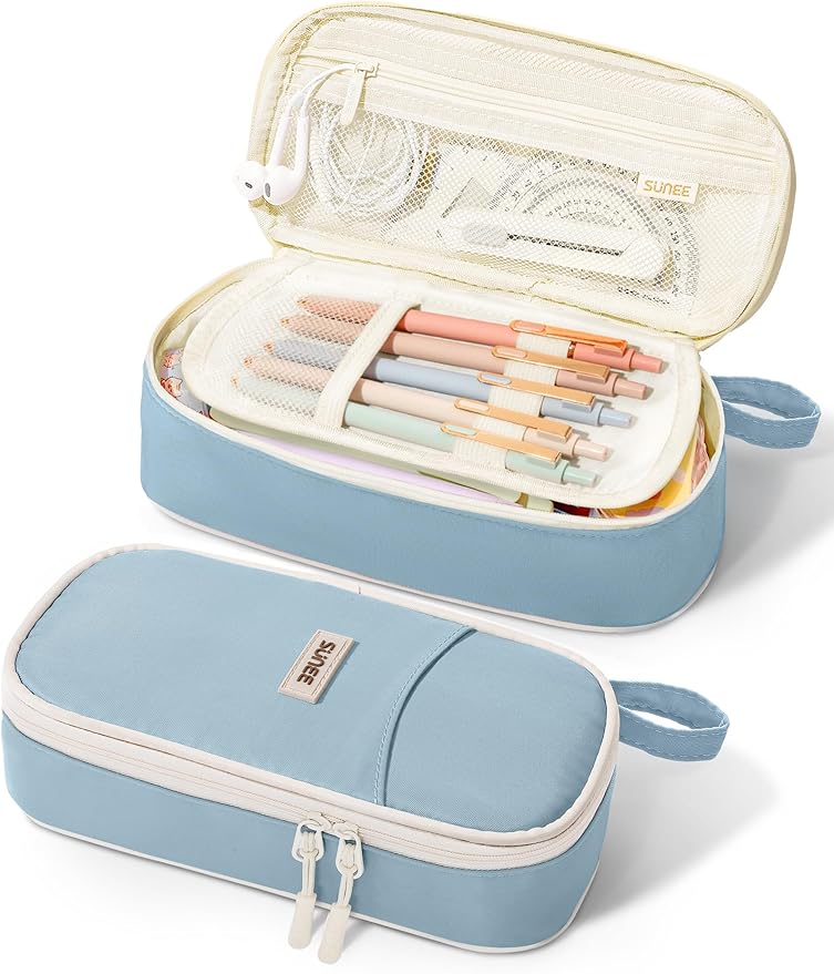 SUNEE Cute Pencil Case, Aesthetic Pen Pouch, Colored Large Pencil Bag by SUNEE