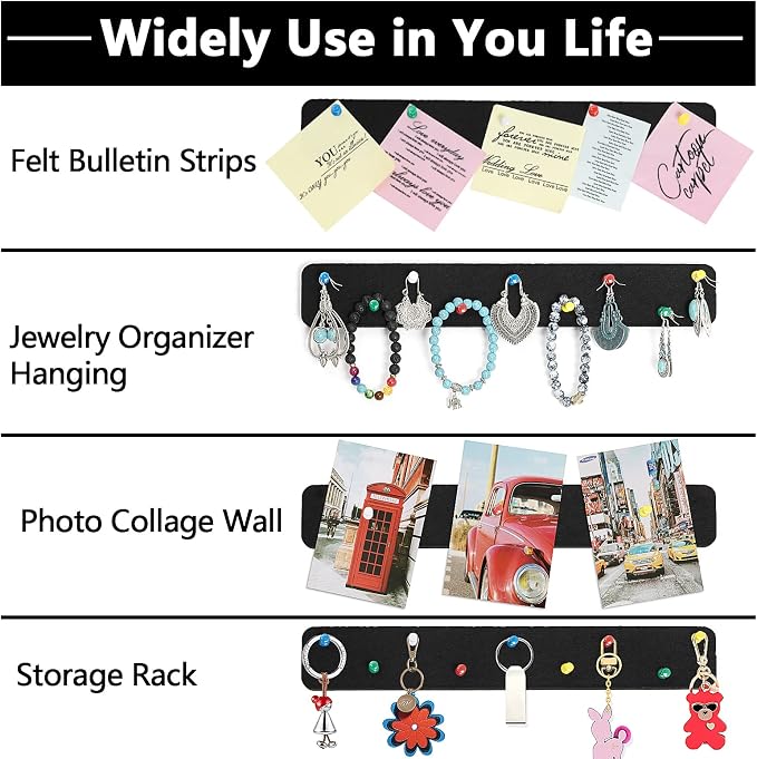 5 Pack Felt Pin Board Bar Strips Bulletin Board - Image 3