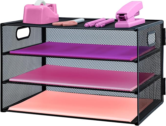 3 Tier Lettrer Tray Organizer, Metal Mesh Desk File Organizer by ideallife