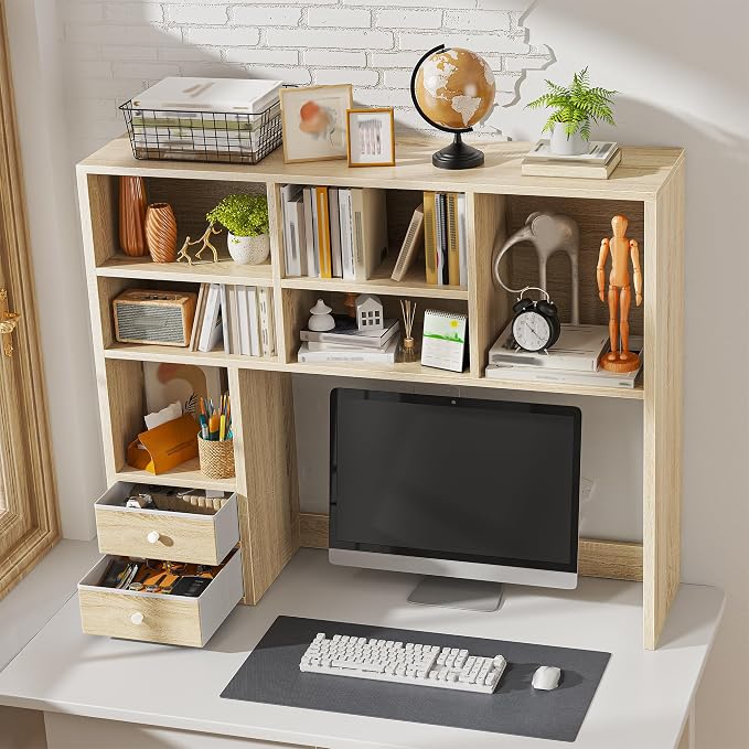 REIBII Desktop Bookshelf, High-Capacity Desk Hutch Organizer - Image 8