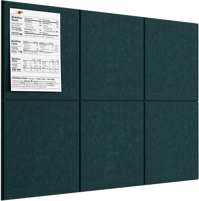 MaxGear Felt Bulletin Board 36" x 24", Dark Green Felt Wall Tiles Push Pins | by MaxGear