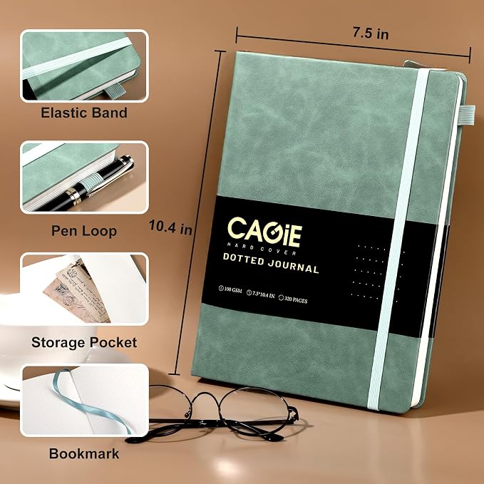 CAGIE Bullet Dotted Journal Notebook 320 Pages 100 GSM Paper Hardcover B5 Dot - Image 5