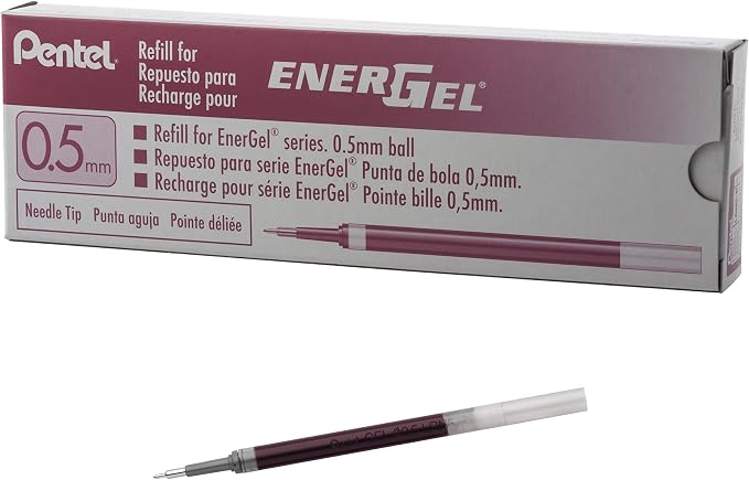 Pentel Refill Ink for EnerGel Pen Needle Tip, 12 Pack by PentelofAmerica
