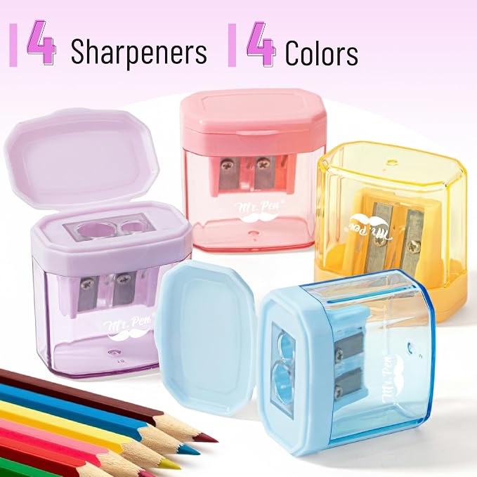 Mr. Pen- Manual Pencil Sharpener, 4 Pack, Dual Holes | Compatible - Image 2