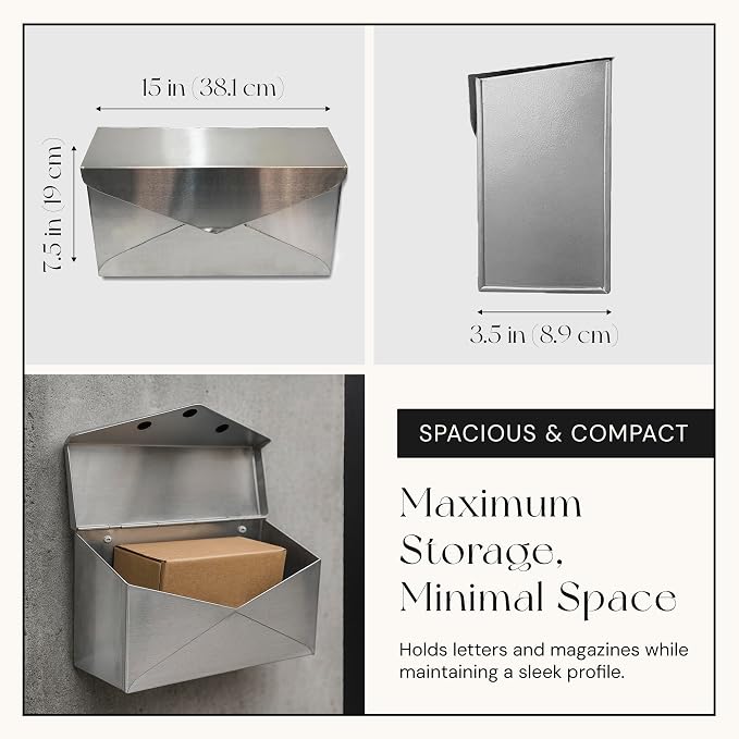 NACH Mailboxes for Outside Wall Mount, 12.5 x 5 x 10 inch, Stainless Steel Mail - Image 4