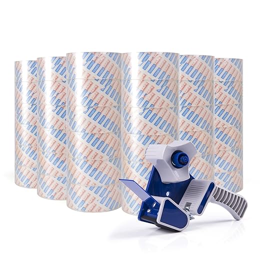 ADHES 36 Rolls Packing Tape with Dispenser Gun, 2.7 Mil Heavy Duty Packaging Tape for for Shipping, Moving and Storing, 1.88 Inch x 60Yards, Super Clear