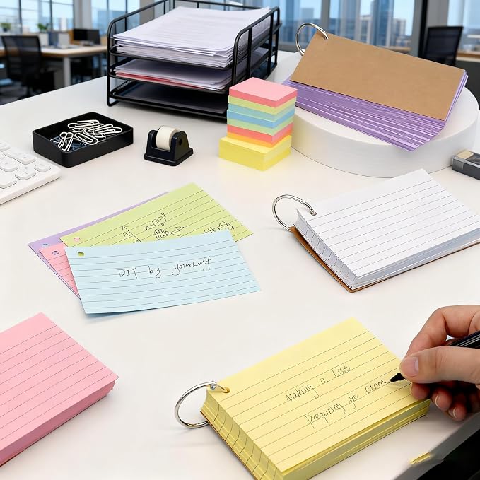 1500 Pcs Index Cards with Rings, 3x5 Inch Flash Cards Bulk with Holder - Image 7