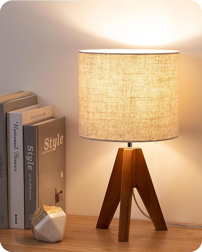 EDISHINE Tripod Table Lamp, Small Cute Bedside Lamp by EDISHINE