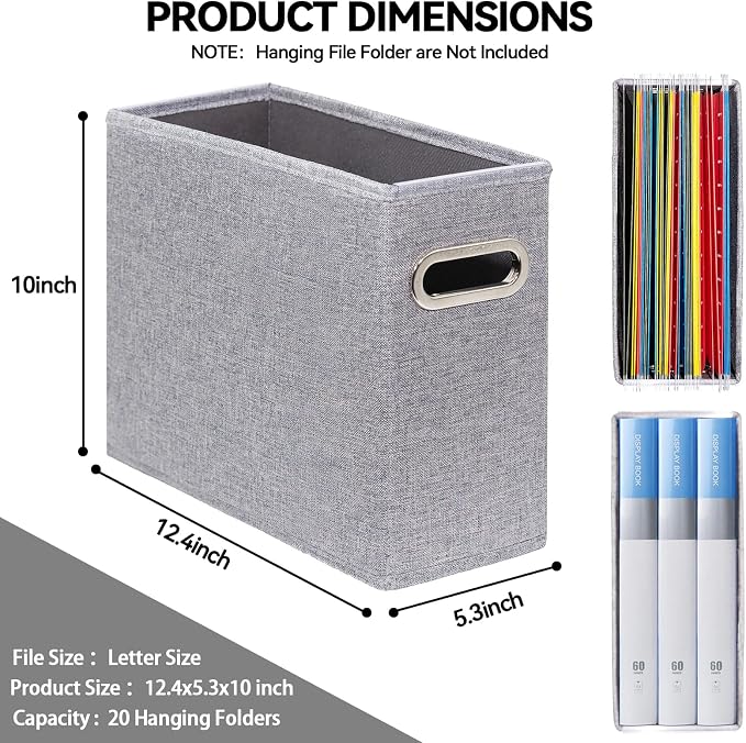 4 Pack Letter Size File Storage Box Collapsible, Fabric Hanging File Folders - Image 2
