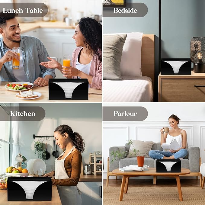 4Pack Paper Towel Dispenser Countertop Black Acrylic Paper Towel Holder for Bathroom Folded Clear Trifold Napkin Holder for Z-fold, C-fold, MultiFold Trifold - Home Kitchen-DeskLoop Office