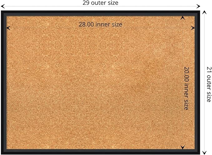 Amanti Art Natural Cork Board for Wall, 21x29 Vision Board with Black Wood Frame, Medium Corkboard Office Decor for Home Organization, Modern Contemporary Corkboard Pinboard to display items for home-DeskLoop Office