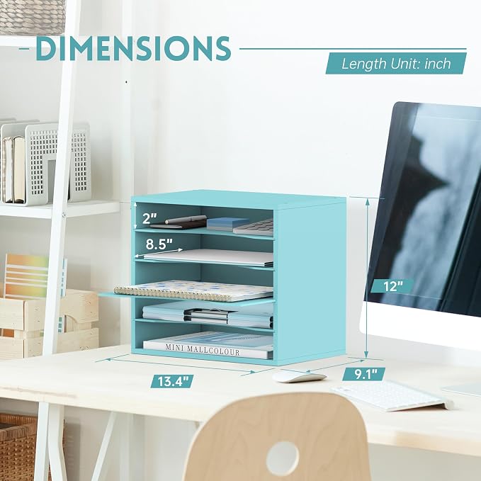 SUPEASY Wood Desk Organizer, 5 Tier Paper File Organizer - Image 3