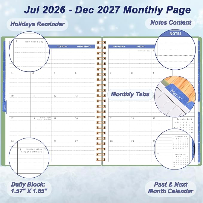 2026 Monthly Planner, 18 Months Agenda Planner from Jul 2026-Dec 2027, Calendar - Image 2