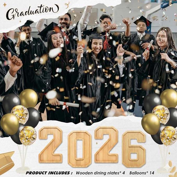 4PCS Wooden Graduation Decorations Number Charcuterie Board Box- 2026 - Image 3