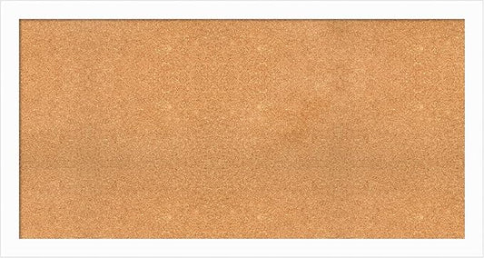 Amanti Art Natural Cork Board for Wall, 27x51 Vision Board with White Frame, Oversize Corkboard Office Decor for Home Organization, Casual Corkboard Pinboard to Display Items for Home Organization in-DeskLoop Office