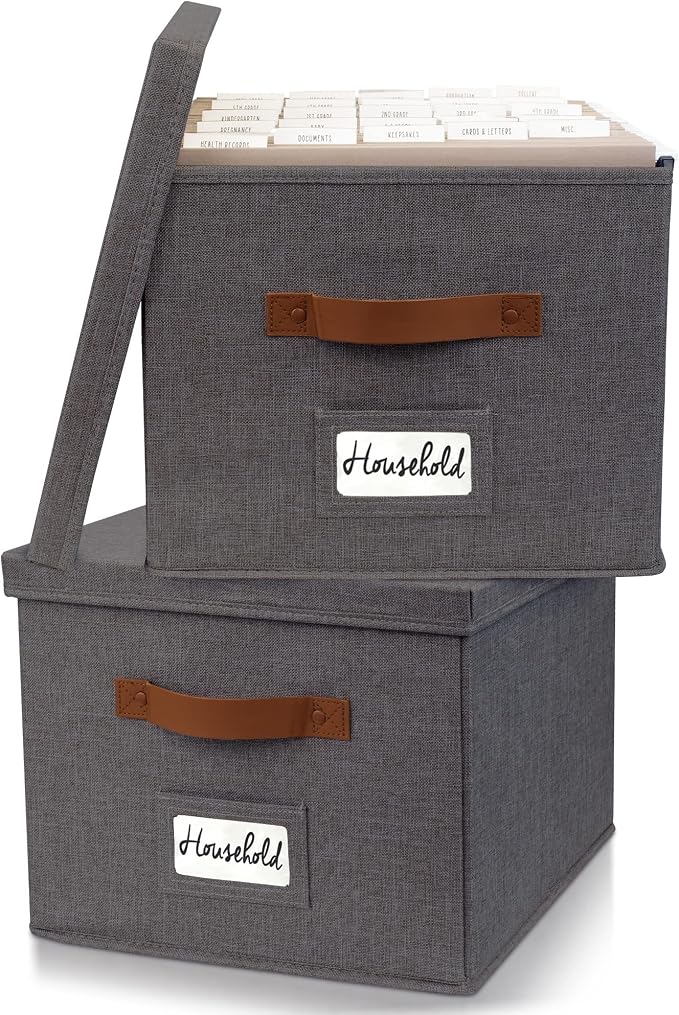 Decorative File Organizer Box Set of 2 - Image 9