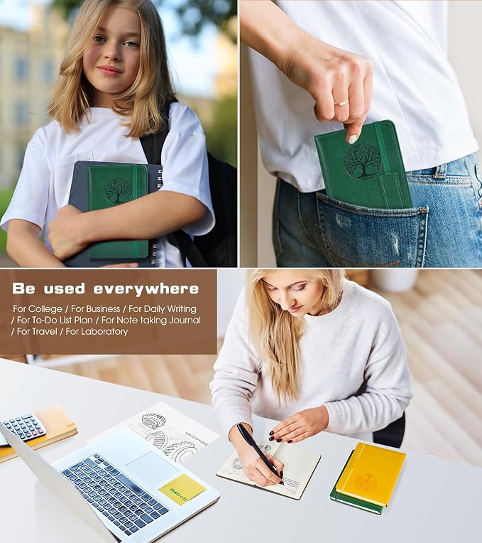 Biuwory A6 Leather Pocket Notebook, 140 Lined Pages Hardcover Small Journal | - Image 7