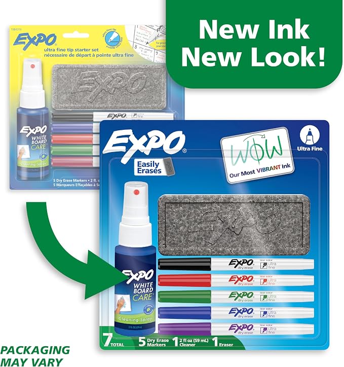 EXPO Dry Erase Markers Kit, Ultra Fine Tip, Spray Cleaner, Teacher Supplies - Image 3