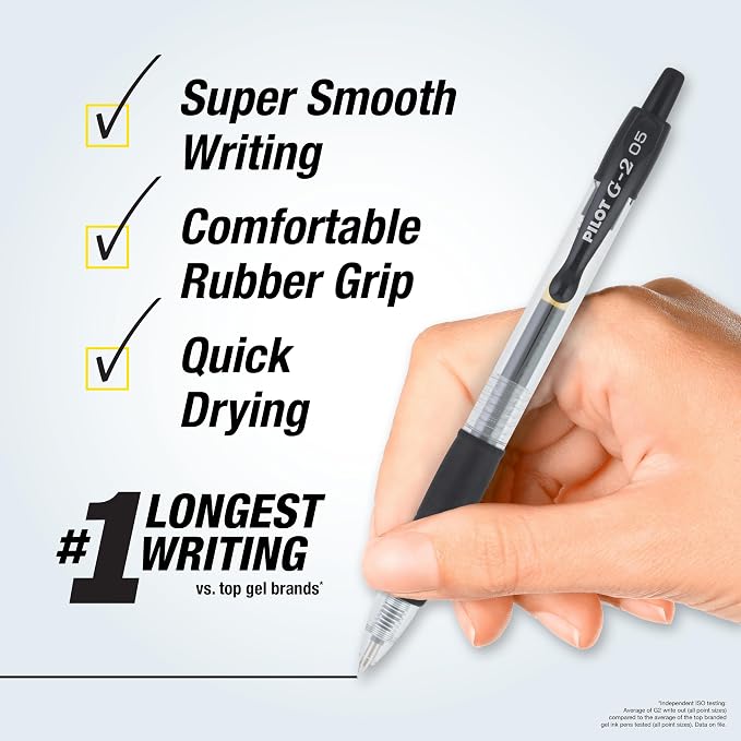 Pilot G2 Premium Gel Roller Pens, Extra Fine Point 0.5 mm, Gel Pens Black - Image 2