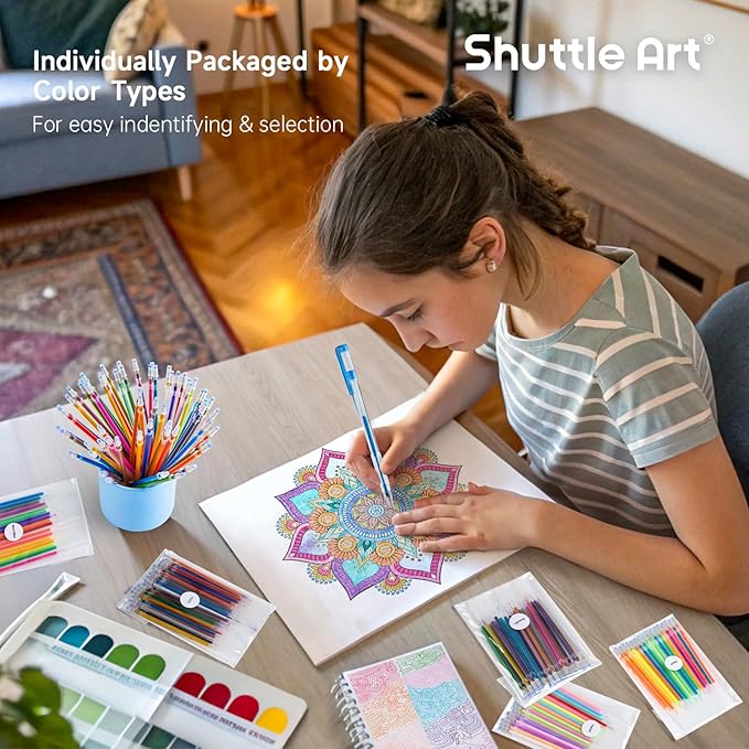 Gel Pen Refills, Shuttle Art 140 Colors (No Duplicates) Gel Pen Refills, 7 Color Types for Kids Adults Coloring Books Drawing Doodling Crafts Scrapbooking Journaling-DeskLoop Office