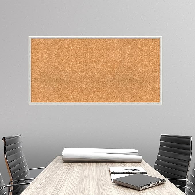 Amanti Art Natural Cork Board for Wall, 25x49 Vision Board with White Frame, Oversize Corkboard Office Decor for Home Organization, Modern Corkboard Pinboard to Display Items for Home Organization in-DeskLoop Office