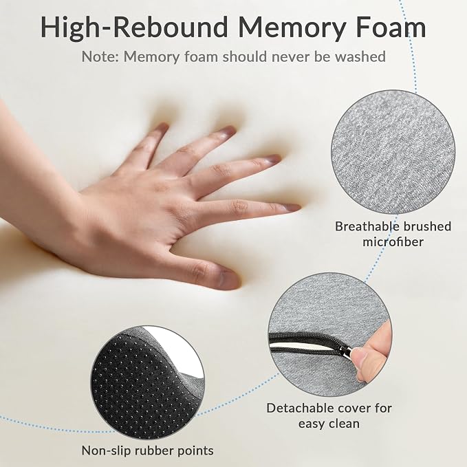 Exclusivo Mezcla Memory Foam Seat Cushion, Ergonomic Tailbone Pain Relief - Image 2