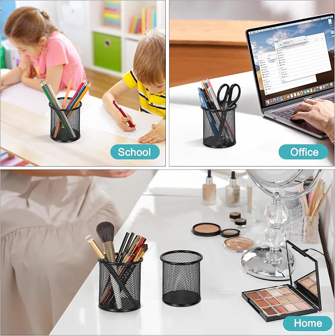EasyPAG Pencil Holder for Desk, 2 Pack Metal Pen Organizer, Mesh Pencil Cup - Image 7