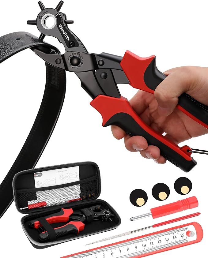 KingTool Leather Hole Punch Set, Super Heavy Duty Rotary Puncher by KingTool