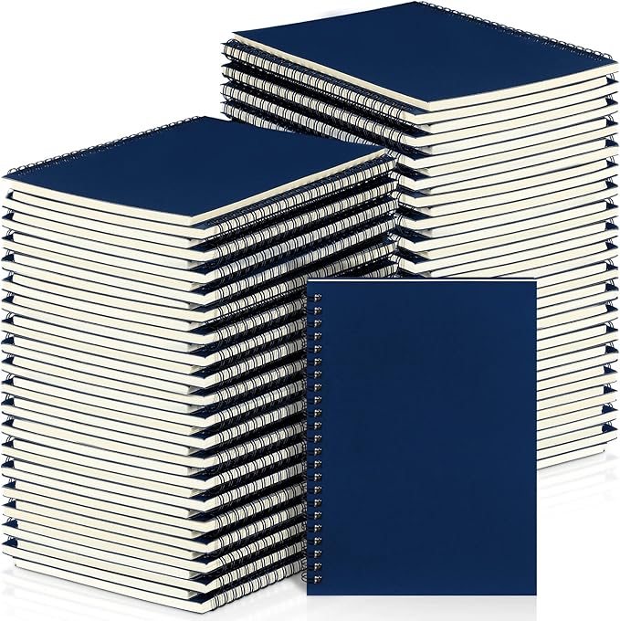 Yahenda 54 Pcs Spiral Notebook Bulk A5 Journal Lined 8.3'' x 5.5'' Writing Composition Paper Small Notepad Subject Notebook for Students Office Business Back to School Supplies (Deep Blue)-DeskLoop Office