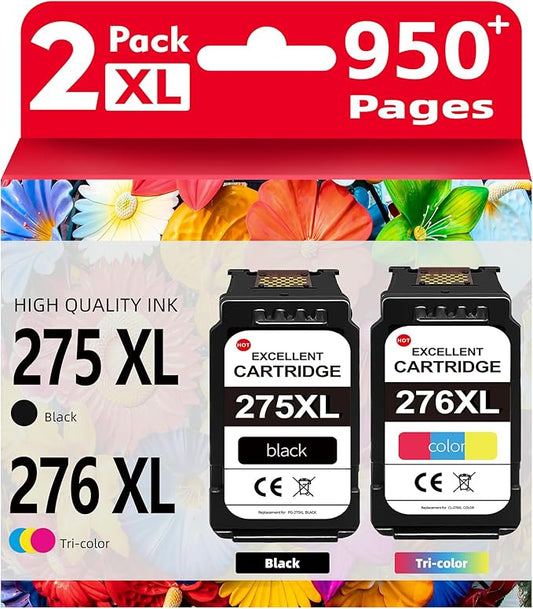 276XL Color & 275XL Black Ink Cartridge Combo Pack (2-Pack) - Replacement for Canon tr4700 Printer Ink Cartridges Compatible for Canon tr4700 tr4720 tr4722 ts3522 ts3500 ts3722 ts3720 ts3520 Ink-DeskLoop Office