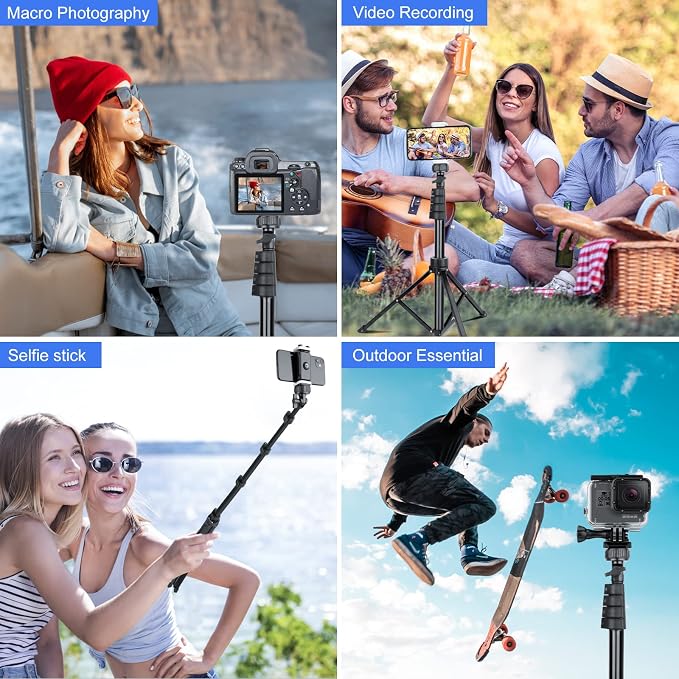 Sensyne 67" Phone-Tripod, Extendable Cell Phone Tripod Stand & Selfie Stick - Image 2