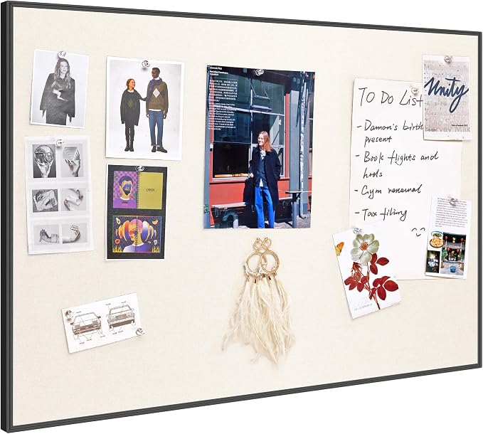 Lightomorrow Bulletin Board 30 x 20 inches, Oatmeal White Pin Board Vision Board by Lightomorrow