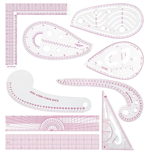 Fashion Clear Metric Sewing Ruler Set, French Curve Pattern Rulers by Unknown