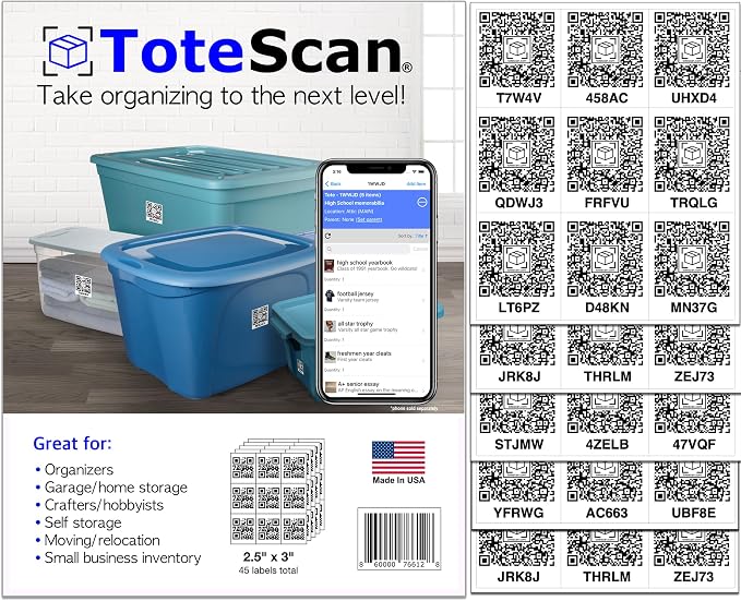 ToteScan Intelligent QR Labels for Organization/Moving/Storage by ToteScan