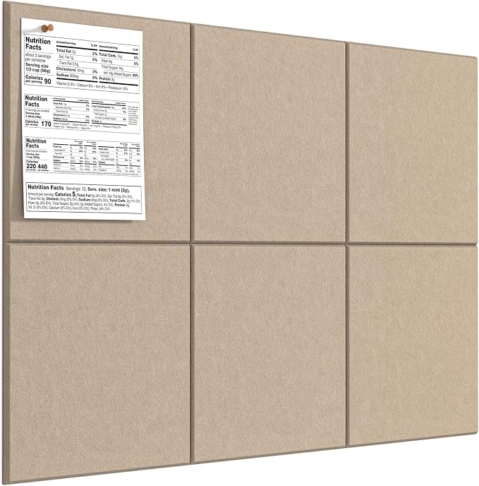 MaxGear Felt Bulletin Board 36" x 24", Tan Felt Wall Tiles Push Pins | Cork by MaxGear