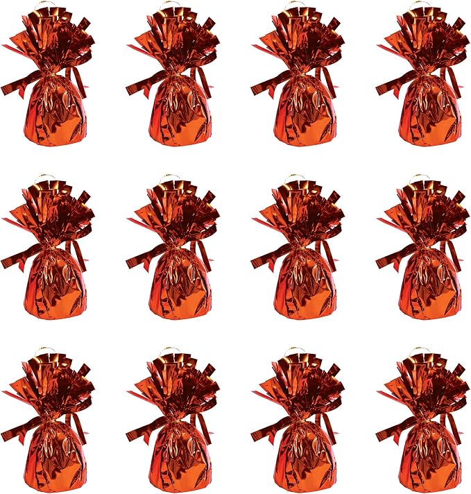 Beistle Orange Metallic Balloon Weights, 12 Pack, 6-Ounce Balloon Anchors | by Beistle
