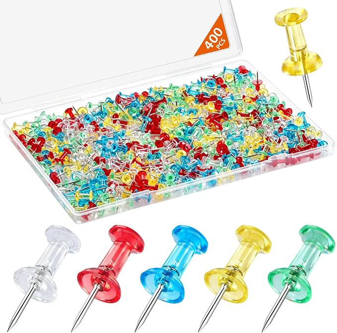 400 Pcs Push Pins Tacks, Thumb Tacks by Dorbetar