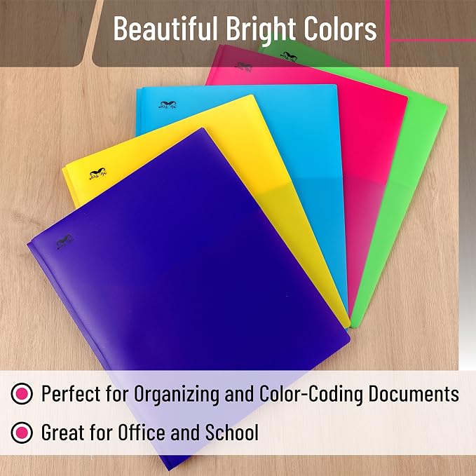 Mr. Pen- Plastic Folders with Pockets and Prongs, 15 Pack, Letter Size | Pocket - Image 3