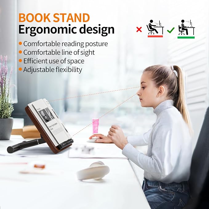 NAMON 2-in-1 Dual-use Floor & Desktop Book Stand, Durable Metal & Wood - Image 5