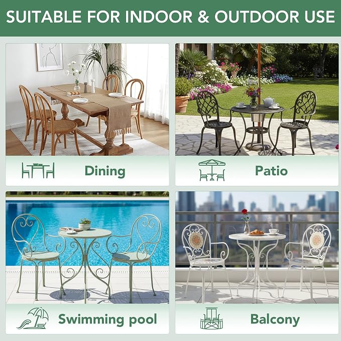 Summsun Outdoor Bistro Chair Cushions Set of 2 - Image 7