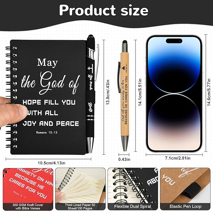 Christian Prayer Journal Spiral Notebooks Bulk with Pens - Small Notepads (4.13”x5.43”) - inspirational Gifts for Women men,Church Members & Bible Study Groups (30 sets multicolor)-DeskLoop Office